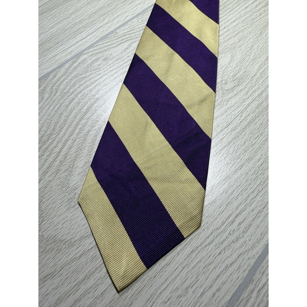 Polo By Ralph Lauren Tie Mens One Size Purple 100% Silk Pointed Striped